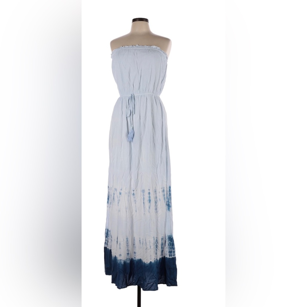 NWOT She Sky Strapless Blue Tie-Dye Maxi Dress